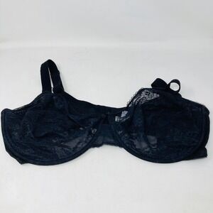 HSIA Bra‎ 44DDD Black Sheer Lace Full Coverage Underwire Unlined Minimizers